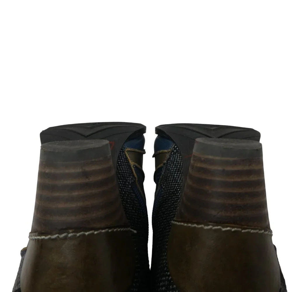 Boutique by‎ Corkys Shale Blue Brown Leather Heeled Ankle Boots Womens 8